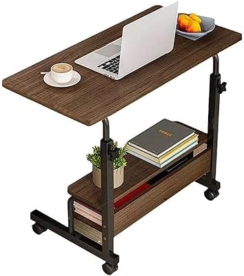 Subar adjustable standing desk, small portable desk for small spaces, laptop desktop, bedroom sofa table for home desk, mobile office table on casters (brown).. Nigeria shops with DIAYTAR — wide selection, fast shipping, and great value.