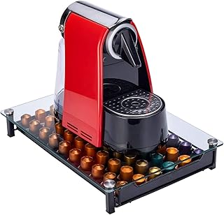 Reince coffee strip holder, coffee capsules organizer, clear pattern storage box drawer for nespresso, non-slip acoustic absorption support, large capacity 60 pieces.. With DIAYTAR Nigeria, shopping online is easy, affordable, and fast.