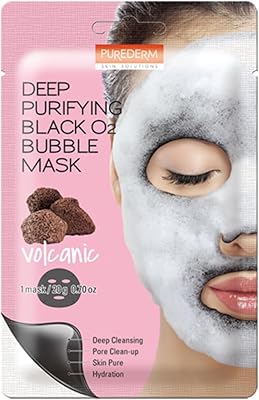 Purederm Deep Cleansing O2 Bubble Black Mask: 10 fabric masks for the detoxifying and hydrating action face - facial mask to lighten the skin and eliminate dead cells and toxins.. DIAYTAR NIGERIA: Where quality meets affordability, with thousands of products delivered in less than 8 days.