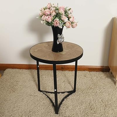 YATAI wooden round side table with metal frame for corners and central wooden coffee table next to the bedside table - Appoint table for living room furniture - tea table for small spaces.. Transform your shopping experience with DIAYTAR NIGERIA's vast product selection delivered at unbeatable prices.