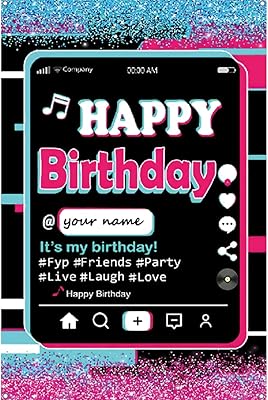 Birthday decoration for boy or girl, Tik Tok birthday poster with personalized name, 11, 13, 16, 18, 21, 25th birthday, banner on the theme of social media, photo background, height 1.5 m.. DIAYTAR NIGERIA: Creating access to affordable products for every Nigerian with our swift delivery service.