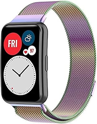 Stainless steel replacement bracelet with magnetic Milanese loop compatible with Huawei Watch Fit (Multicolor).. Buy better with DIAYTAR Nigeria — the ultimate e-commerce platform in Nigeria.