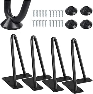 Furniture feet in robust 15 cm hair pin, metal DIY projects for TV furniture, sofa, cabinet, etc. With black rubber floor protections, 4 pieces.. DIAYTAR NIGERIA brings the marketplace to your home with budget-friendly prices and nationwide delivery.