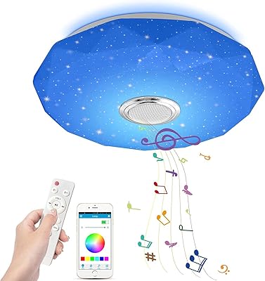Musical LED light with Bluetooth speaker, LED light with changing light of brightness RGB 36 W with application for smartphone and remote control for Intelligent House for Children (C).. DIAYTAR NIGERIA: The marketplace that brings affordable products to every Nigerian home in under 8 days.