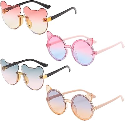 4 pairs of sunglasses for children girls Small beach sunglasses in the open air cute air glasses round heart -shaped for children's baby gifts.. From daily deals to exclusive products — DIAYTAR Nigeria has you covered.