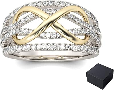 Infinite ring in double color zircon crystal gold ring and silver for women.. Shop with ease at DIAYTAR NIGERIA, Nigeria's premier e-commerce platform offering budget-friendly shipping.