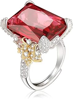 Lillimimi Women's Ring, Ruby Camellia Ring with adjustable gold ring opening, portable 6-9, metal, cubic zirconia.. DIAYTAR NIGERIA combines affordability with convenience, delivering your purchases within 5-8 days.