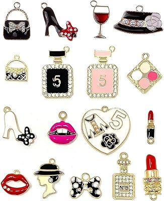 Assortment of pendants in the shape of lipstick and gold -plated scent, pendants for necklaces, bracelets, jewelry manufacturing, 17 pieces, not for crocs, alloy.. Your everyday shopping destination, DIAYTAR NIGERIA offers unbeatable value with quick delivery times.