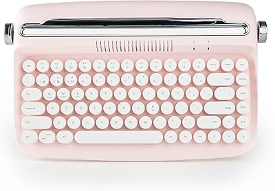 Unzil Acto B303 Wireless typewriter keyboard, retro aesthetic Bluetooth keyboard with integrated support for several devices (B303, light pink).. DIAYTAR NIGERIA makes every shopping desire a reality with affordable prices and delivery in 5-8 days.