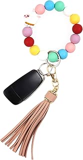 Silicone keychain for women with pearl elastic pompom, portable car keychain.. DIAYTAR NIGERIA: Connecting Nigerians with their needs through our affordable and diverse marketplace.