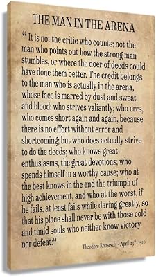 Supervised poster of Theodore Roosevelt of man in the arena, printing on inspiring canvas, modern and vintage motivation quotes for bedroom wall decoration (12 x 18 inches).. Experience the power of choice with DIAYTAR NIGERIA's vast catalog and affordable 5-8 day delivery.