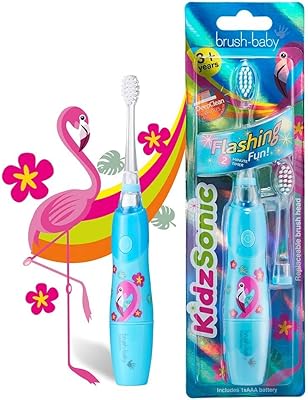 Brushbaby Kidssonic Electric toothbrush for children and toddlers, adapted to children aged 3 and over, with disco lights, sweet vibrations and intelligent timer, offers a funny flamingo style cleaning experience.. Click, pay, receive — DIAYTAR Nigeria makes online shopping seamless.