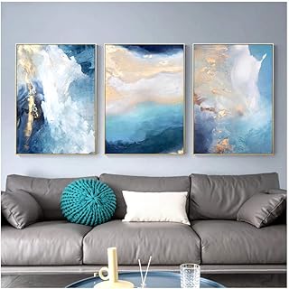 KKGLO 3 -piece Salon Bedroom Decor Modern House Abstract Or River Blue Canvas Paintings For Posters and Impressions 50 x 70 cm Without Cadre.. Join millions of satisfied shoppers using DIAYTAR Nigeria every day.