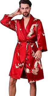 Luxury satin kiono bathrobe long -sleeved in soft silk for men (red, size xxl).. DIAYTAR NIGERIA: Where shopping meets satisfaction with affordable prices and reliable 5-8 day shipping.