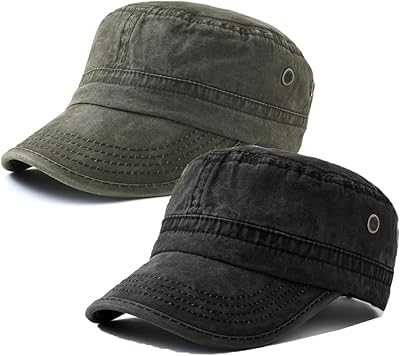 Package of 2 military cotton hats for men, classic flat caps of army cadets, one size.. DIAYTAR NIGERIA: Connecting every Nigerian with quality products at prices everyone can afford.