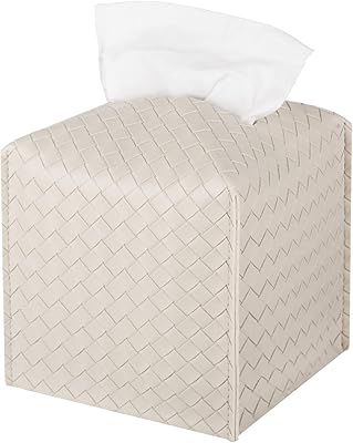 Square handkerchief box in leather Pu woven Kleenex, handkerchief organizer for bathroom, cabinet, office, car, bedroom (white).. Discover why thousands choose DIAYTAR NIGERIA for affordable products delivered in less than a week.