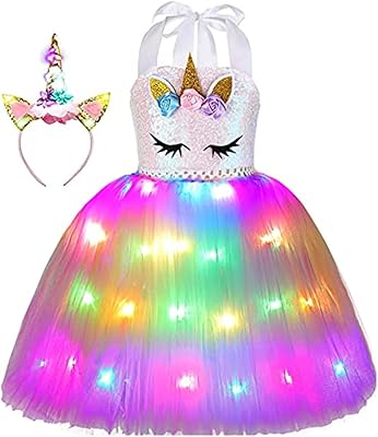 Unicorn costume for girl al aoyama, LED light unicorn dress for Halloween party costumes (3-4 years old, multicolored) ..... Need something fast? Order it now from DIAYTAR Nigeria.