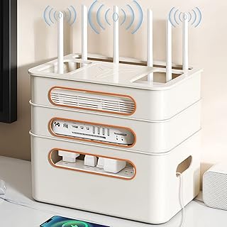 Wireless Router Storage Box for Multiprise Cord, Multifunctional cable management box for wifi router and socket kit (3 layers, apricot).. Shop smart, shop DIAYTAR - Nigeria's most affordable e-commerce platform with nationwide delivery.