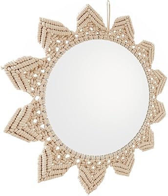 Yarno wall mirror with round macrame fringes, bohemian artistic decoration for apartment, living room, bedroom, children's bedroom, entrance.. No stress, no delays — DIAYTAR Nigeria is your trusted shopping partner.