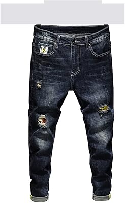 Yeprem Men's tracksuit pants, torn jeans, dark blue stretch jeans for men, torn street jeans for boys (size: 36).. Experience the power of choice with DIAYTAR NIGERIA's extensive catalog delivered within the week.