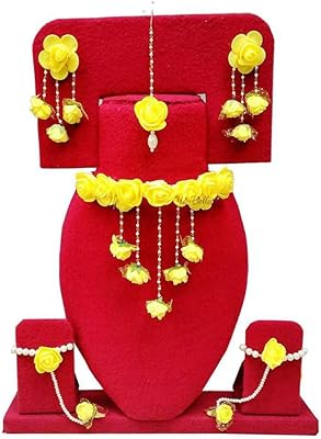 Haldi jewelry set in traditional elegant yubella pearls, for women (yellow) (ybnk_5542), fabric, pearl.. DIAYTAR NIGERIA: Where affordability meets variety, with thousands of products delivered in less than 8 days.
