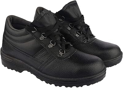 Black leather -leather safety shoe for men with unistryle steel end.. Discover the convenience of DIAYTAR NIGERIA's vast e-commerce platform with delivery in just 5-8 days.