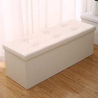 Foldable Ottoman storage bench in white leather extra bench.. Your favorite online marketplace — DIAYTAR Nigeria delivers quick and cheap.