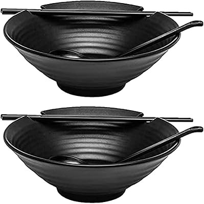 2 sets of ramen bowls (black melamine), 6 pieces, tablespoons of 37 oz with chopsticks and spoons for ramen, ph, noodles and Asian dishes.. Enjoy low prices, wide selections, and reliable delivery with DIAYTAR Nigeria.