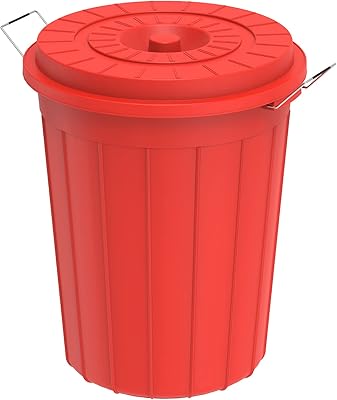 Round plastic container with cover capacity 45 liters color red cosmoplast.. DIAYTAR NIGERIA transforms online shopping with competitive prices and dependable nationwide delivery.
