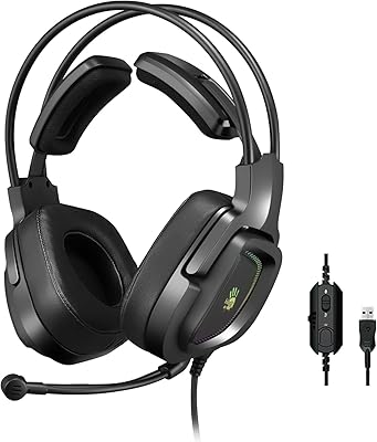 Bloody G575 Virtual 7.1 Sound Sound Bloody Gaming Helmet with RGB light, removable microphone design, 2.04 m braided USB cable, comfortable 3D earrings - Black.. DIAYTAR NIGERIA: Making quality products accessible to all Nigerians at affordable prices.