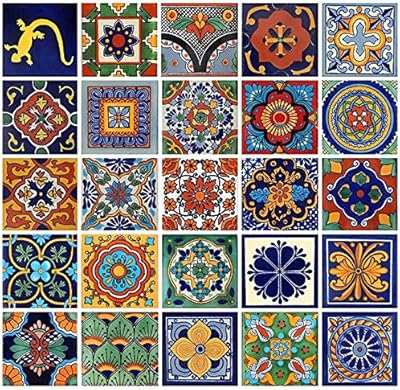 Mexican tiles Size 4 "X 4" by Colorway Tradition 25 pieces of different designs.. DIAYTAR NIGERIA: Where quality meets accessibility with affordable prices and prompt shipping.