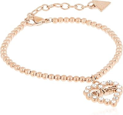 Guess Romantic Heart -shaped Bracelet for Women in Stainless Steel, Rose Gold Chain Bracelet with pendant., Small, stainless steel, cubic zirconia.. Get unbeatable value on every order with DIAYTAR Nigeria.