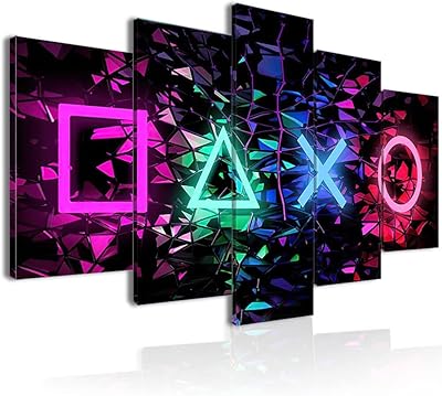 Paintings on 3D canvas for wall decoration with a fun game design, 5 pieces, colorful art images with a magnificent geometric design for playroom, 40 "wide x 20" high.. Get your essentials without leaving home — thanks to DIAYTAR Nigeria.