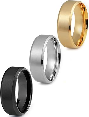 JSTYLE Stainless steel rings for men, simple and cool wedding ring, 8 mm, 3 pieces per set.. DIAYTAR NIGERIA provides endless shopping possibilities with affordable prices and prompt delivery service.