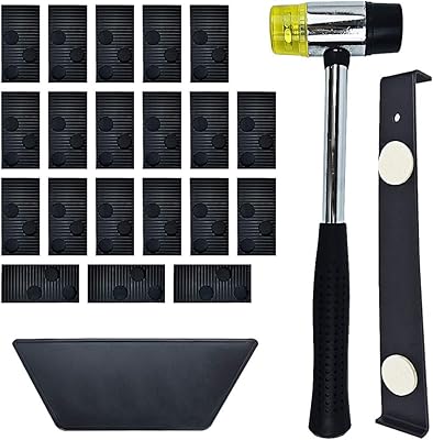 Kit of laminate parquet installation tools with typing block, traction bar, hammer and 20 spacers (A).. Shop local, shop fast — DIAYTAR Nigeria delivers across the country.