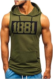 Sleeveless hooded t-shirt with letters printed on men's chest.. DIAYTAR NIGERIA: Connecting Nigerians with their needs through our affordable and diverse marketplace.