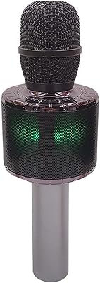 Wireless bluetooth karaoke microphone with controllable LED lights, portable computer karaoke speaker or all smartphones, black.. DIAYTAR NIGERIA delivers happiness in 5-8 days with our affordable and diverse product range.
