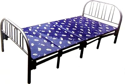 Foldable metal bed, suitable for both sexes, blue color - simple size.. Discover a world of affordable shopping with DIAYTAR NIGERIA's vast marketplace delivered to you in days.