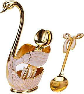 Set of teaspoons with cool baby metal teaspoons, set of cutlery, fruit dessert fork, cake, teaspoon, metal fruit spoon, swan base.. DIAYTAR NIGERIA: Where shopping meets satisfaction with affordable prices and prompt delivery services.