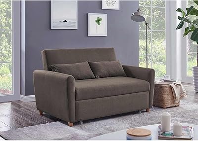 Danube Home Alpha Sofa-Lit I Sofa-Lit I Sofa-Lit two-seater in fabric I set of Modern Design (L 140 x W 86 x H 34 inches | L 140 x W 189 x H 45 cm)-Brown.. DIAYTAR Nigeria: Where affordability meets speed and quality.