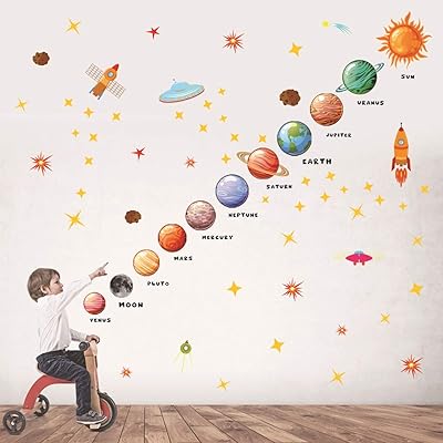 Planet wall stickers to take off and stick, removable solar system, DIY wall stickers for children's bedrooms, living room decoration.. DIAYTAR NIGERIA: Where quality products become affordable with our nationwide shipping service.