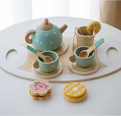 Am Anna 15 pieces of wooden tea set for little girls boys, wooden tea toys with teapot cups, tea service for toddlers, cooking accessories, children's food play (wooden tea set).. DIAYTAR NIGERIA promises affordability and variety with every purchase, delivered in 5-8 days.