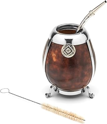 Bale bivo [new] set of yerba mate gourdes handmade - German silver decoration and base - [mate cup] with bombilla [yerba mate straw] dark brown.. Transform your online shopping experience with DIAYTAR NIGERIA's affordable and diverse marketplace.