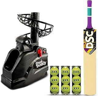 Automatic plastic supply set for Feed Buddy crickets (1 bowlingal machine + 1 DSC tennis racket + 9 Tennis Tennis balls, black).. DIAYTAR NIGERIA: Where affordability meets variety, with thousands of products delivered in less than 8 days.