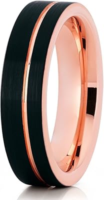 Tungsten ring rose gold, 6 mm tungsten ring, black tungsten alliance, pink gold ring.. Experience shopping satisfaction with DIAYTAR NIGERIA's vast selection and budget-friendly delivery options.