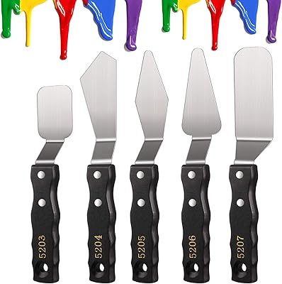 Siusi Large set of paint knives, set of palette knives, paint scraper, stainless steel scraper, flat palette knife, oil palette knife, 5 -piece acrylic colored mixture tools.. DIAYTAR NIGERIA makes every shopping desire a reality with affordable prices and delivery in 5-8 days.