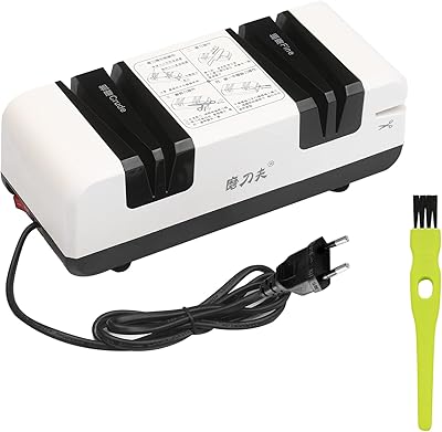 Automatic multifunction multifunction electric knife sharpener with grooves bevelled with 15 degrees for straight serrated knives, scissors, kitchen hash with clean brush.. Shop anytime, receive on time — only with DIAYTAR Nigeria.