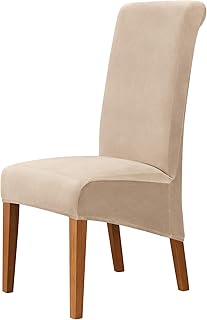 Large milan chair covers velvet for dining room, soft stretch seat cover for large dining room chairs, washable and removable parsons protection, set of 6, beige.. DIAYTAR NIGERIA: Your affordable gateway to thousands of products delivered within a week.