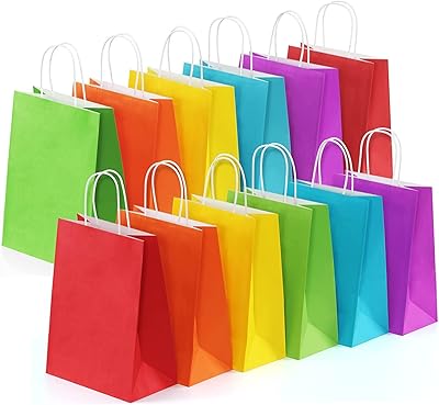Cloudfour Party Kraft Paper Bags Lot of 24 pieces, size 21x15x8 cm, Ecological paper gift bag for children, birthday, wedding, party supplies, bags with chicks in kraft rainbow, bags of multicolored festive gifts.. From fashion to electronics, DIAYTAR Nigeria brings it all to your doorstep — fast, easy, and affordable.