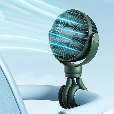JISULIFE Mini clipping stroller fan for baby, 4000 mAh portable fan working on battery or rechargeable by USB with 4 speeds, 360 ° rotary tripod and hose for pocket computer/office/car seat - alpine green.. Your digital shopping ally, DIAYTAR NIGERIA offers extensive selection with budget-friendly delivery.